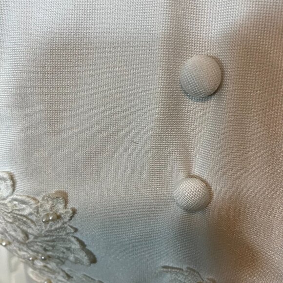 Vintage NWT Barbara Bridals White Floral Embroidered Sweep Wedding Dress Sz 8 - Picture 9 of 15